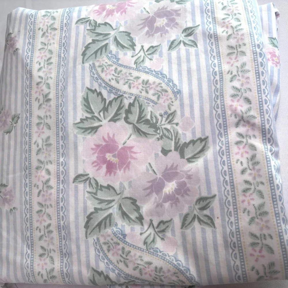 JCPenney Vintage Roses Striped Ruffle Double Full Sheet Set Flat Fitted